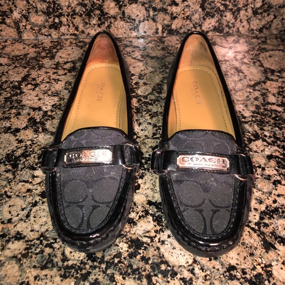 Coach silver buckle black loafers - Picture 1 of 7